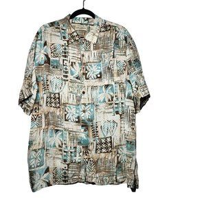 Caribbean Men's Hawaiian Print Button-Down Shirt Size XL Vacation Beach‎ Summer